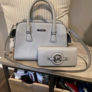 Michael Michael Kors top handle with matching wallet in grey